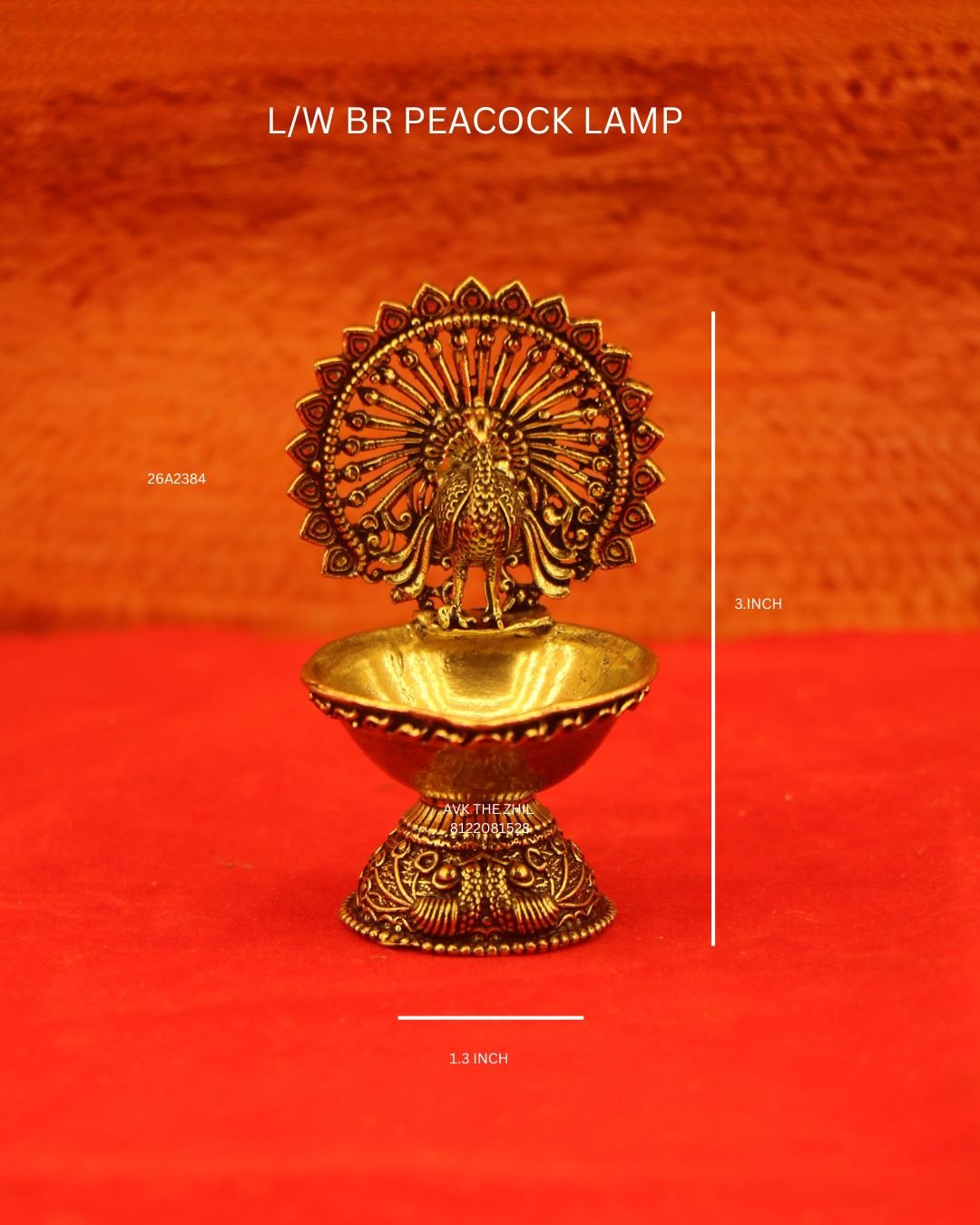 L/W BR PEACOCK LAMP
